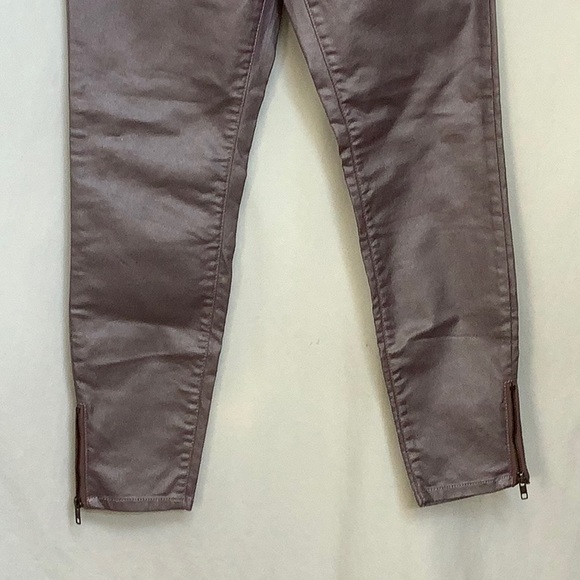 Metallic Muted Purple Cropped Jeans With Ankle Zippers Size 10P - Picture 4 of 16